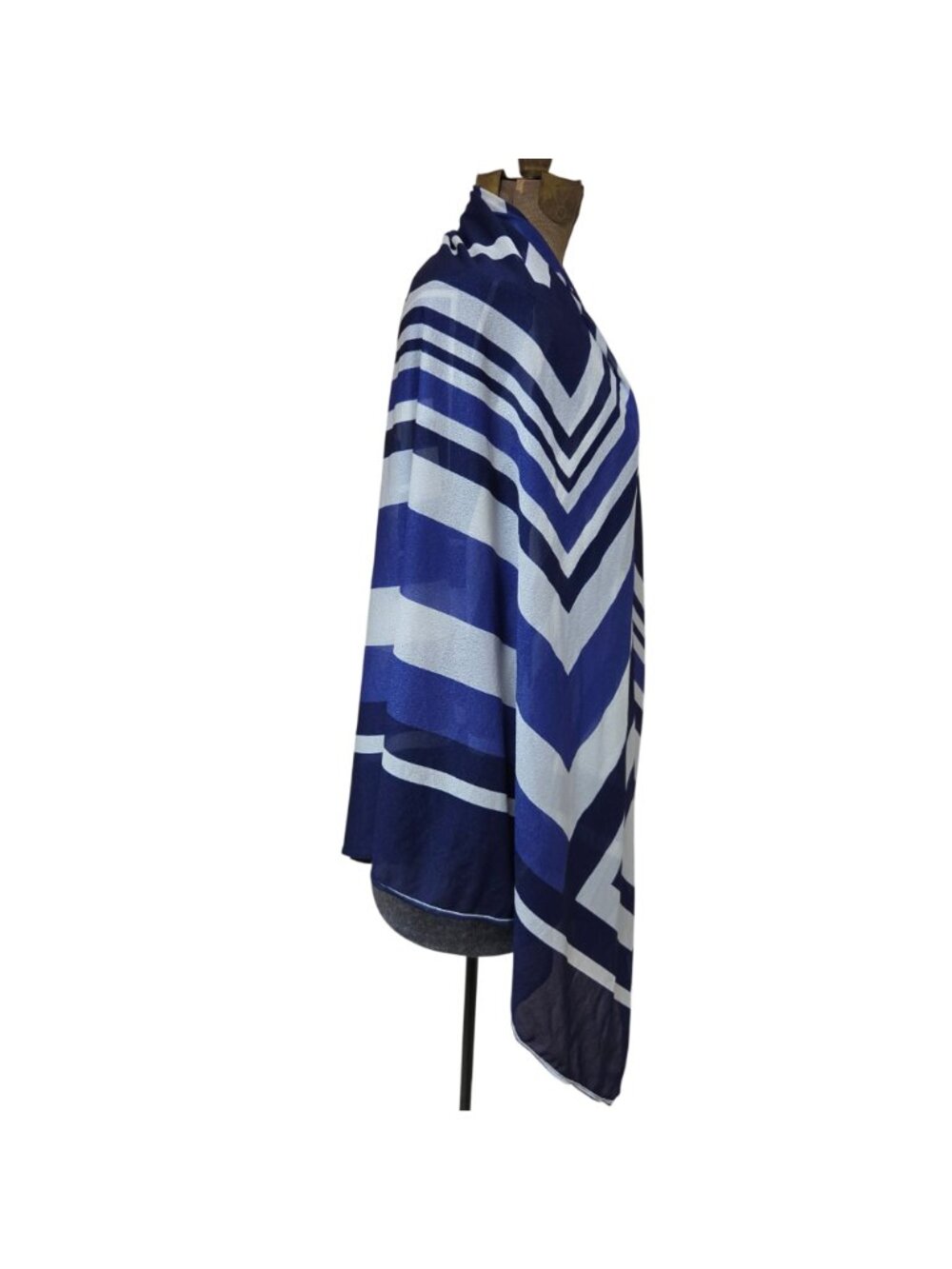 Oscar De La Renta Blue White Geometric Print Sarong Wrap Dress One Size USA - Picture 10 of 11